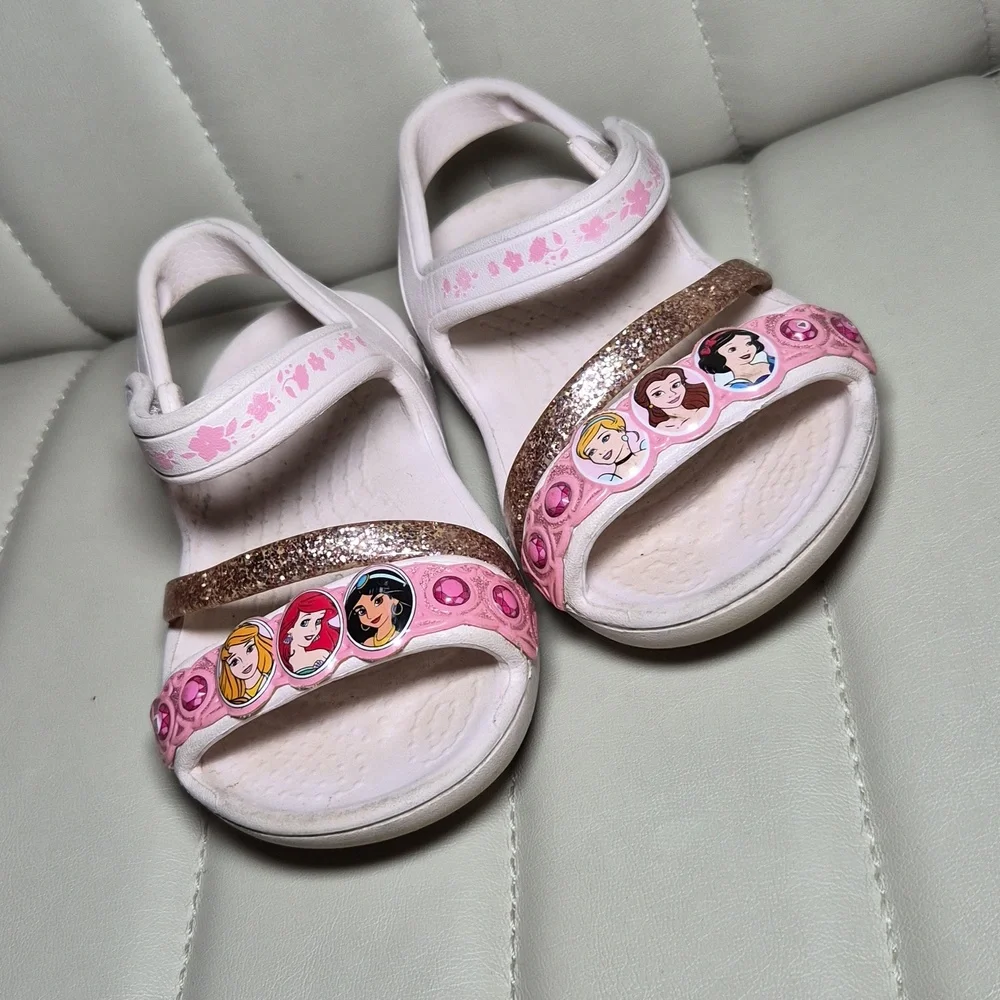 CROCS Girls' White and Pink Princess Sandals